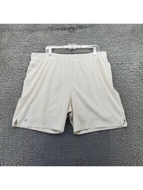 Fabletics Shorts Mens XXL Cream Athletic Elastic Waist Performance Lightweight